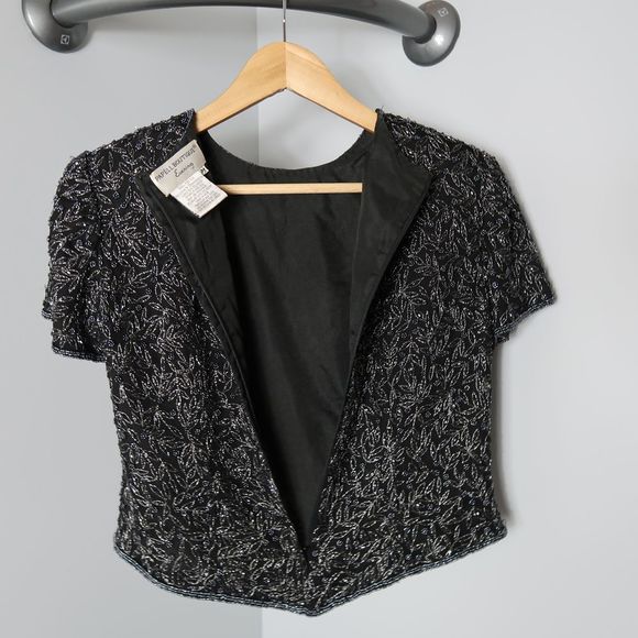 Vtge Papell Boutique Silk Beaded Embroidered Top - Picture 5 of 6